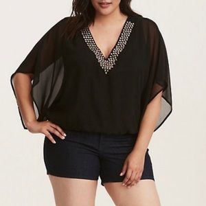 Torrid Embellished V-Neck Banded Top size 4